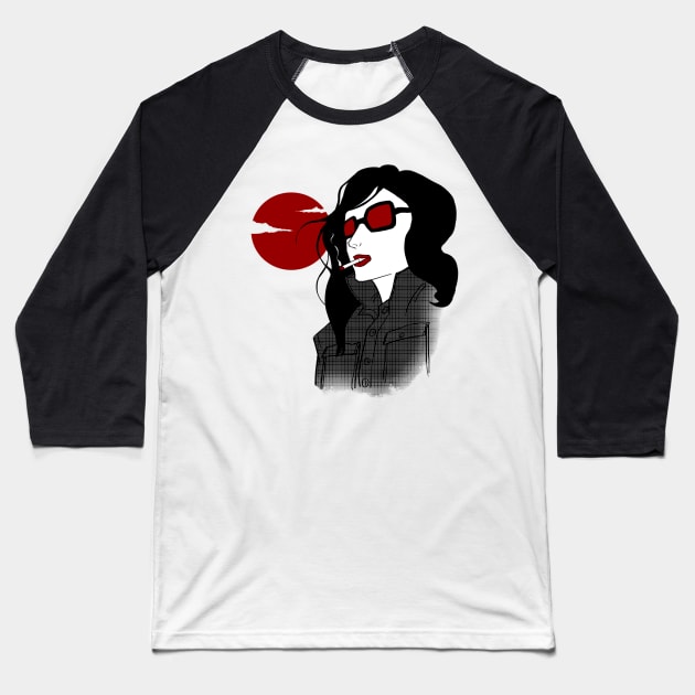 Smoking Girl Baseball T-Shirt by reeces123